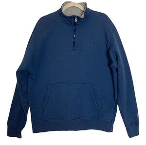 25. Champion Men’s 1/4 Zip Pullover Sweater Size Large Blue Lounge  Wear Casual